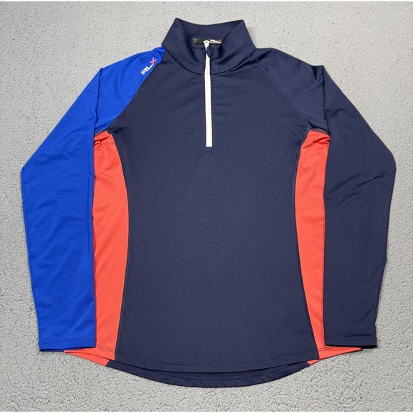 Ralph Lauren Other - Ralph Lauren RLX Pullover Mens Medium Navy Colorblock 1/4 Zip Long Sleeve Golf